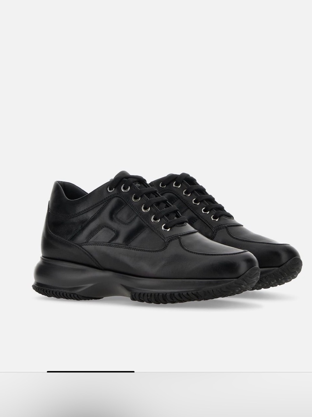 Hogan Men/women’s Black Leather Chunky Sole Interactive sneaker-size 6M/7.5W